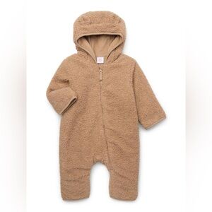 Cozy Tan Hooded Kids One Piece / Snowsuit